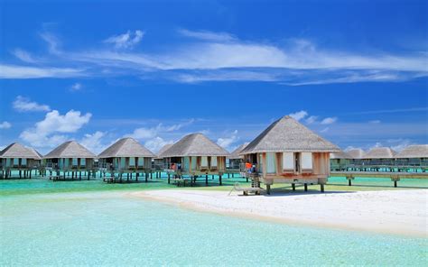 fondos de pantalla 1920x1200 px playa bungalow nubes paisaje maldivas naturaleza