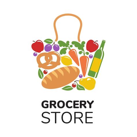 Premium Vector Grocery Store Logo Template With Shopping Basket And Food