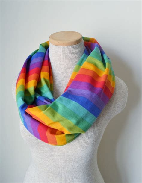 Rainbow Striped Infinity Scarf By Megansmenagerie On Etsy