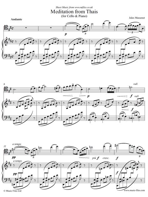 Jules Massenet: Méditation from Thaïs, cello and piano - PDF Sheet