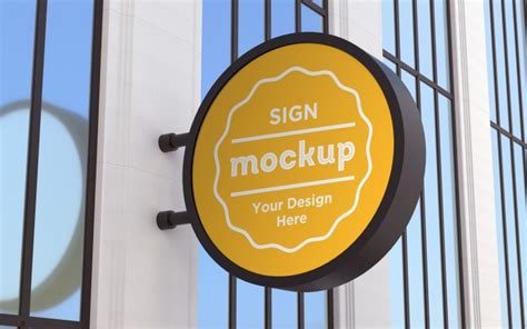 Wall Mount Round Signage Mockup Template Templatemonster