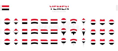 Large Collection Of Yemen Flags Of Various Shapes And Effects Stock