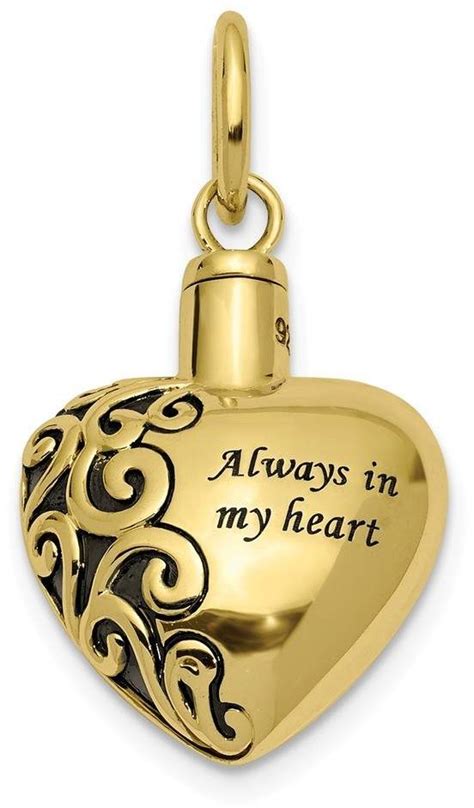 Heart of gold home care. Cremation Jewelry - 10K Yellow Gold Heart Remembrance Ash Holder Pendant