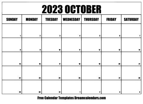 Download Printable October 2023 Calendars