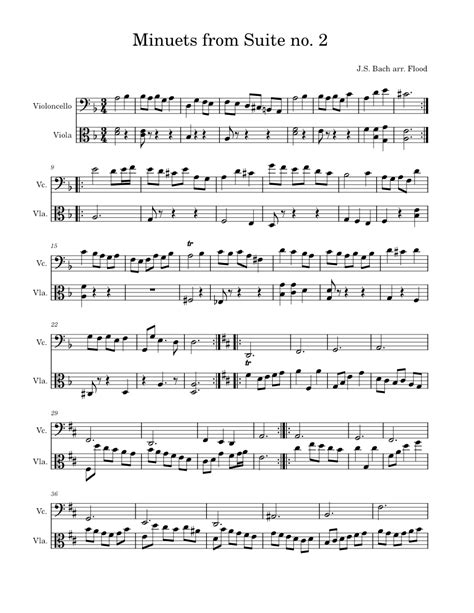 Minuets From Cello Suite No2 In D Minor Bwv 1008 Johann Sebastian