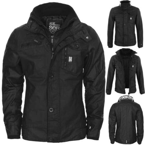 New Mens Crosshatch Jacket Full Zip Double Layer Padded Button Winter