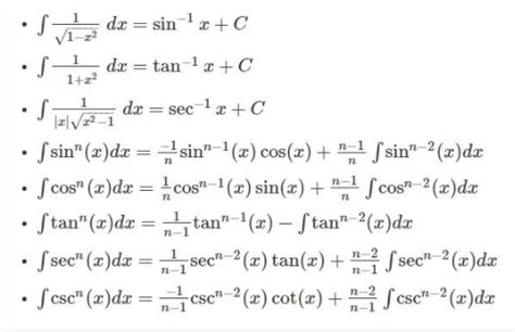 Integration Formula For Trigonometry Function
