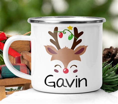 Hot Chocolate Deer Mug For Kids Personalized Reindeer Mug Etsy