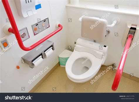 Toilet Handrail Disabled People Toilet Room Stock Photo 1202111779
