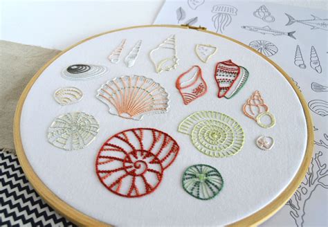 Shells Hand Embroidery Pattern a Modern Embroidery Pattern - Etsy
