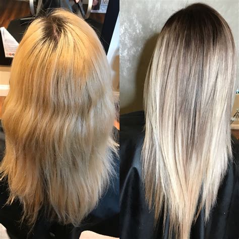 From A Brassy Blonde To A Cool Toned Shadow Root And Balayage Beautiful Transformation By