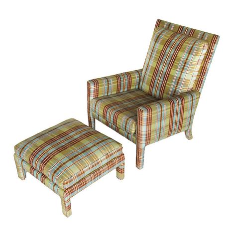 The chair is a beautiful compliment to the paperchase berber sectional group. "Plaid 70's Chair with Ottoman at 1stdibs