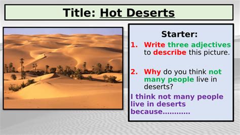 Ks3 Exploring Your World L9 Hot Deserts What And Where Teaching