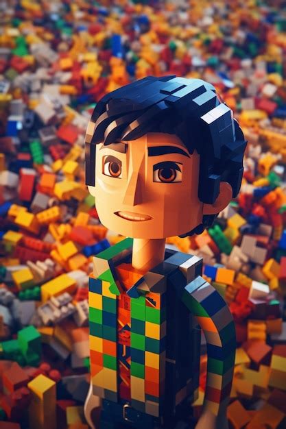 Premium Ai Image Lego Man Standing In A Pile Of Legos With A Smile On