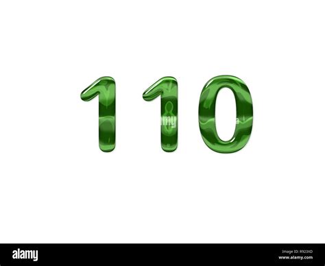 Green Number 110 Isolated White Background Stock Photo Alamy