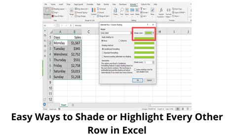 Shade Or Highlight Every Other Row In Excel Methods