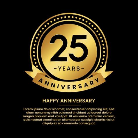 Pancarta De Aniversario De 25 Años Con Lujosos Círculos Dorados Y