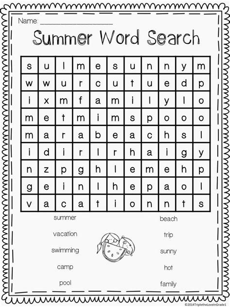 2nd Grade Word Search