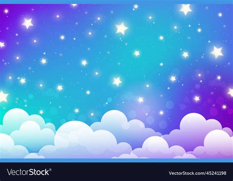 Night Sky With Stars And Clouds Magical Landscape Vector Image