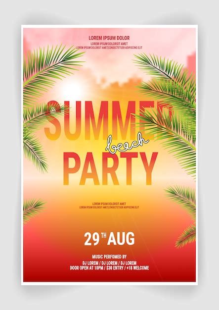 Premium Vector Summer Beach Party Flyer Template Design With