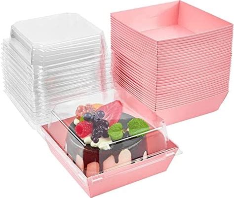 Latern 50pcs Cake Slice Boxes With Clear Lids 12cm Oil Proof Paper