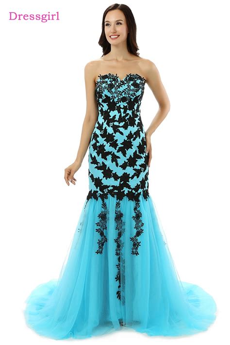 hot turquoise elegant evening dresses 2019 mermaid sweetheart tulle lace appliques long evening