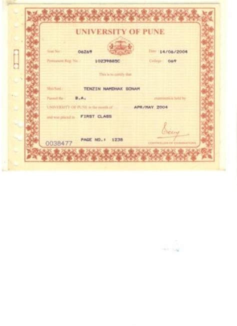 Ba Certificate