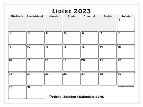 Kalendarz Lipiec 2023 Do Druku “771ns” Michel Zbinden Pl
