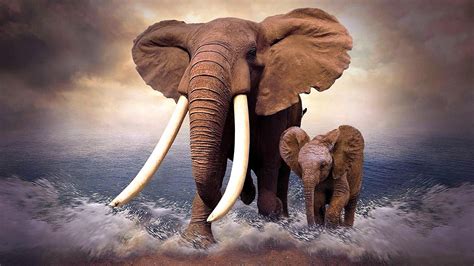 Motion Tusk Cloud Sky Outdoors Water Asian Elephant Wildlife