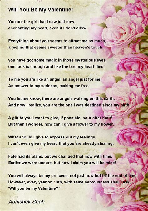 Will You Be My Valentine By Abhishek Shah Will You Be My Valentine Poem