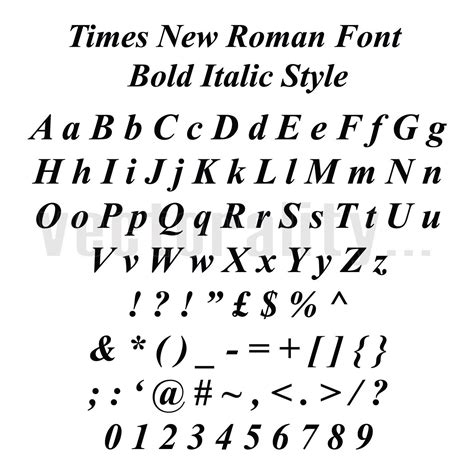 Times New Roman Font Bold Italic Style Alphabet Letters Vector Etsy