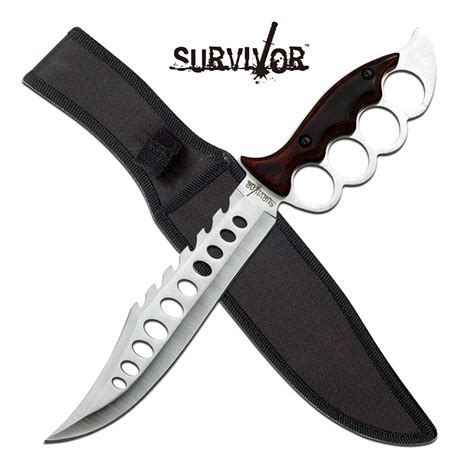 14 Knuckle Handle Combat Bowie Fixed Blade Knife 6e1 Hk 983