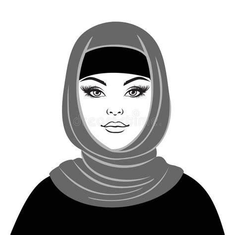 Beautiful Muslim Woman In Hijab Illustration For Avatar Logo Stock