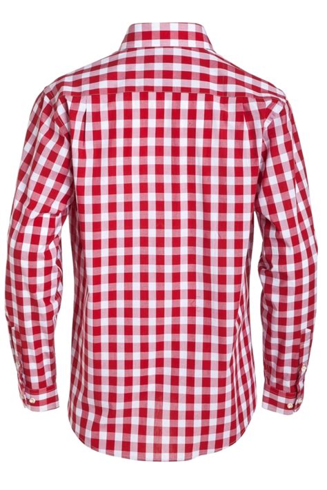 Bavarian Checkered Shirt Dark Red Lederhosen Store