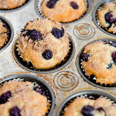 Blueberry Sour Cream Coffee Cake Muffins With Streusel Topping