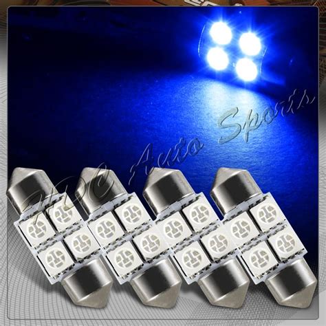 Find 4x 31mm 4 Smd Blue Led Festoon Dome Map Glove Box Trunk