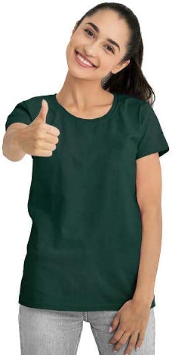 Buy Paagalpantee Womens Round Neck Cotton Plain Bottle Green T Shirt
