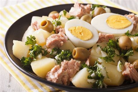 Salade de pommes de terre au thon oeufs durs et olives