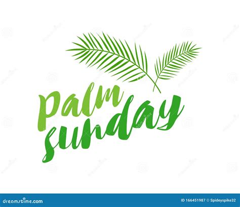 Palm Sunday Title With Palms Isolated Vector Illustration Stock