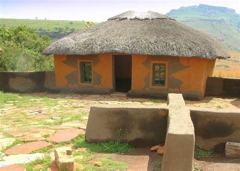 Traditional Basotho Hut With Painted Decoration On Exterio Flickr