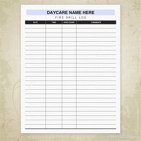 You can also use them as reference if you want to create this article has 49 downloadable and printable log sheet templates that will surely be useful for any of your logging needs. Daycare Fire Drill Log Printable (editable) | Moderntype Designs