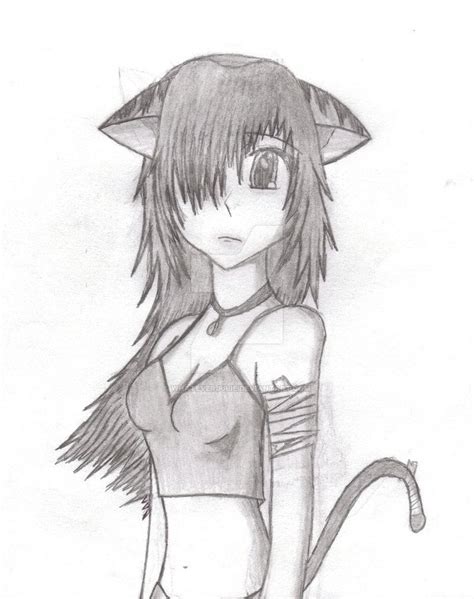 Anime Cat Girl Outline