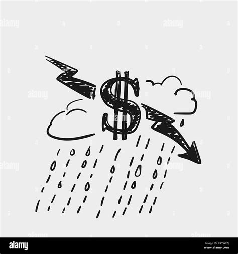 Crisis dollar rate decrease, Money symbol with down arrow lightning on