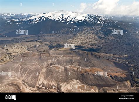 Aerial View Southwestern Side Of The Snow Capped Hekla Volcano With