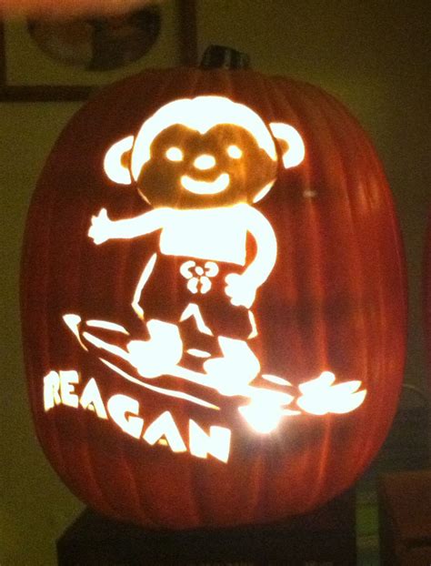 Reagans Surfing Monkey Pumpkin Carving Carving
