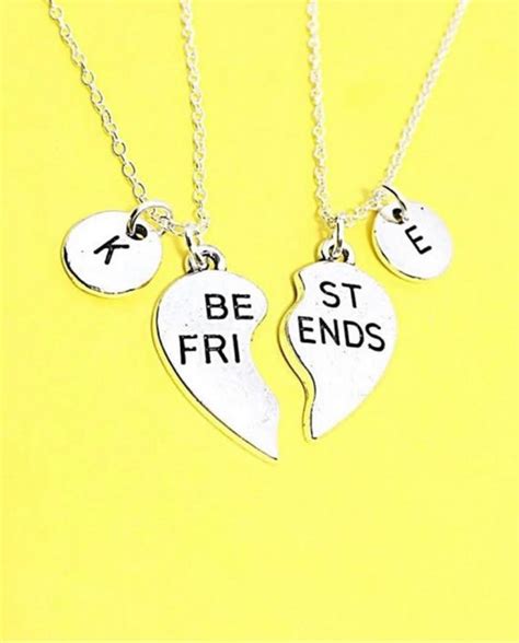 Custom Set Of Two Best Friend Split Heart Necklace Set Etsy
