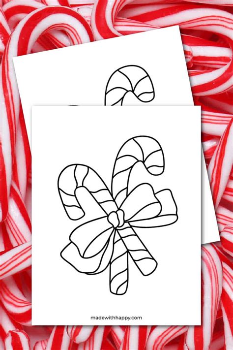 Free Printable Candy Cane Coloring Page Made With Happy