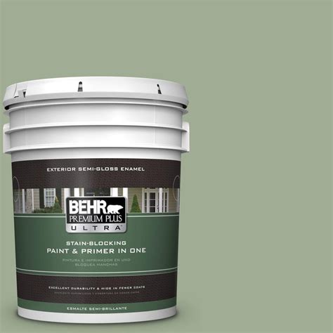 It has excellent adhesion to various types of roofing materials and is tintable to match a variety of custom colors. BEHR Premium Plus Ultra 5-gal. #S390-4 Roof Top Garden Semi-Gloss Enamel Exterior Paint-585405 ...