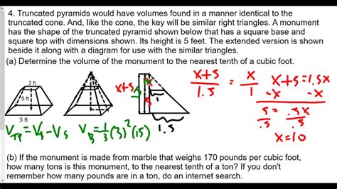 Volume Of A Truncated Cone Lesson 38 Hw Review Part 2 Youtube