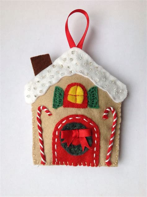 Felt Christmas Gingerbread House Ornament Christmas Gingerbread House Felt Christmas Christmas